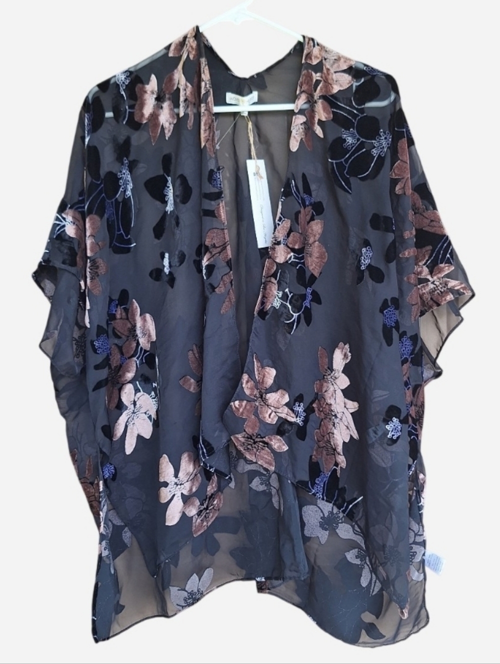 Burnout Velvet Dark Romantic Floral Whimsigoth Fairy Grunge Kimono One Size